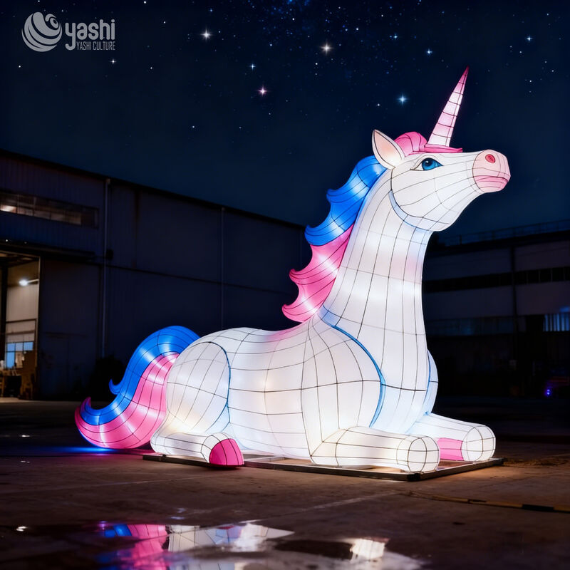 Custom Fantasy Unicorn Lantern | Large LED Mythical Animal Light Sculpture for Outdoor Theme Park Night Exhibition