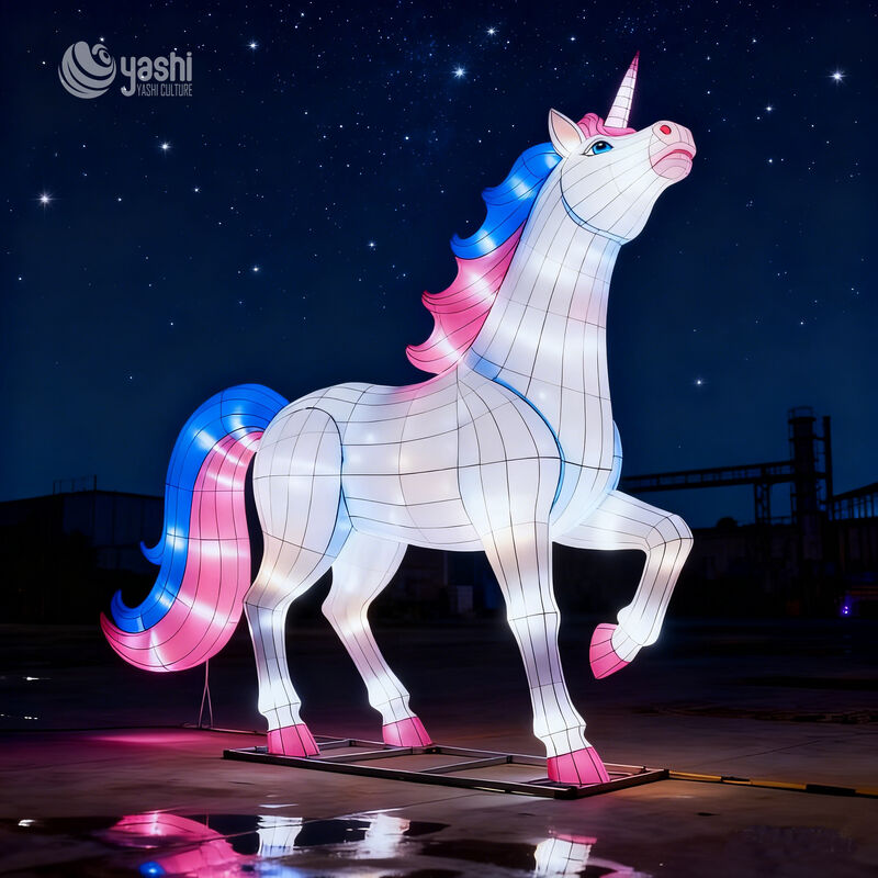 Custom Fantasy Unicorn Lantern | Large LED Mythical Animal Light Sculpture for Outdoor Theme Park Night Exhibition