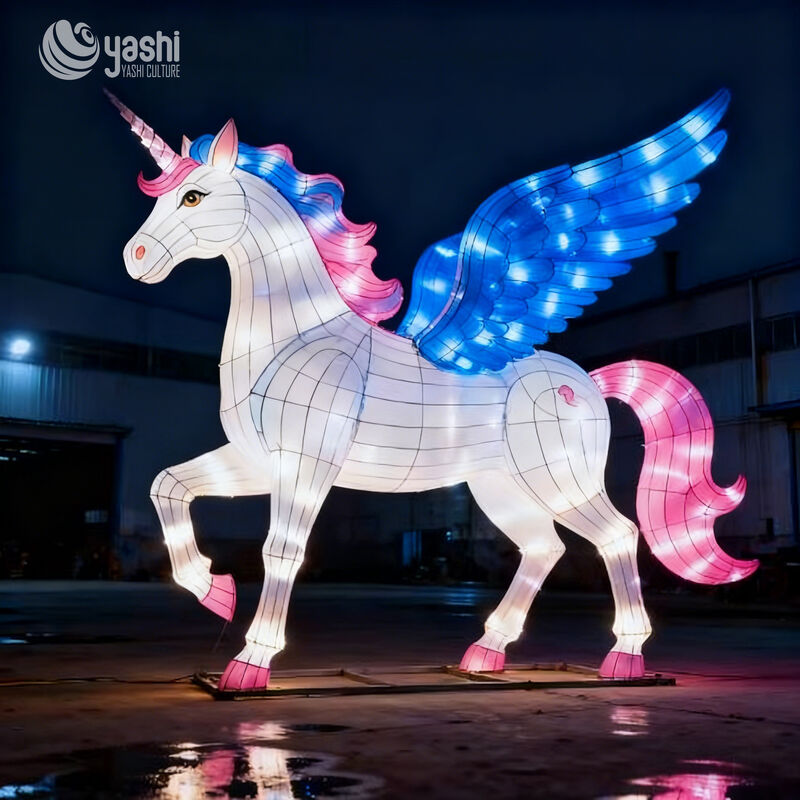 Custom Fantasy Unicorn Lantern | Large LED Mythical Animal Light Sculpture for Outdoor Theme Park Night Exhibition