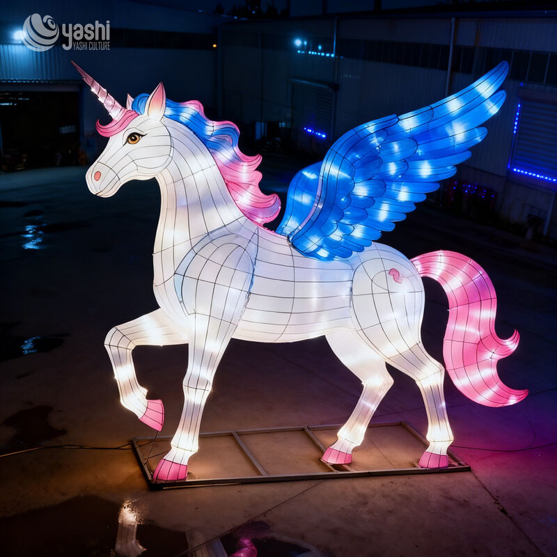 Custom Fantasy Unicorn Lantern | Large LED Mythical Animal Light Sculpture for Outdoor Theme Park Night Exhibition