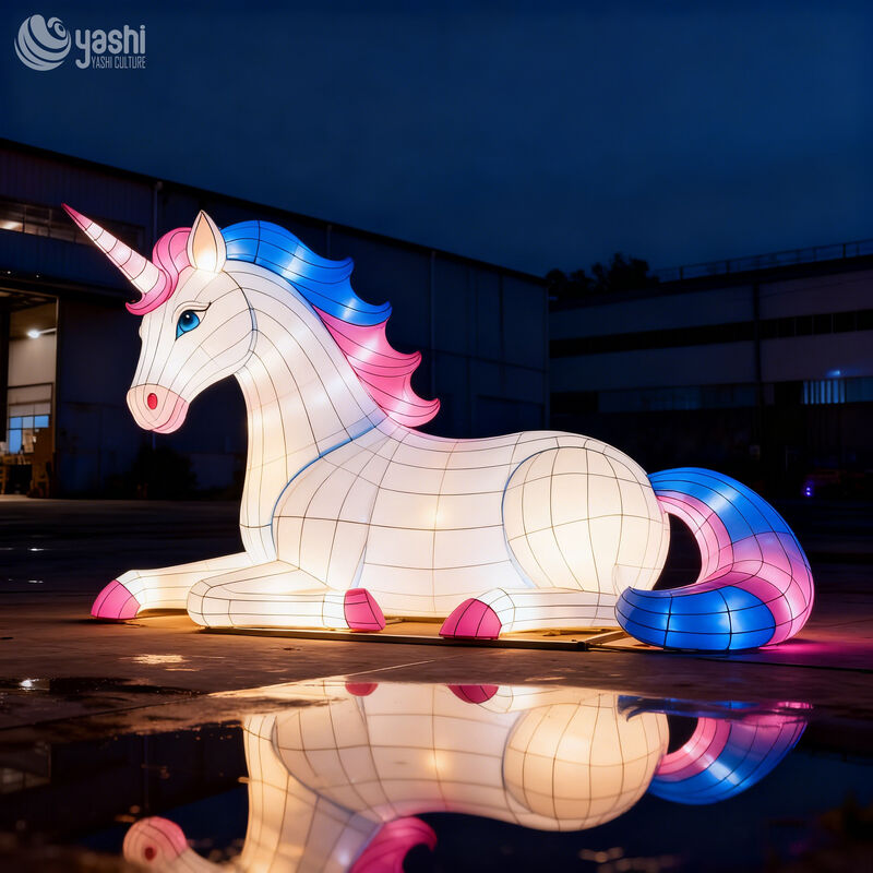 Custom Lying Unicorn Lantern | Colorful LED Fantasy Unicorn Light Sculpture for Fairy‑Theme Outdoor Light Exhibition