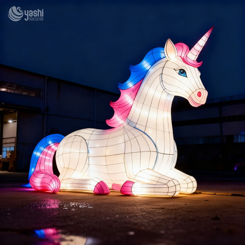 Custom Lying Unicorn Lantern | Colorful LED Fantasy Unicorn Light Sculpture for Fairy‑Theme Outdoor Light Exhibition