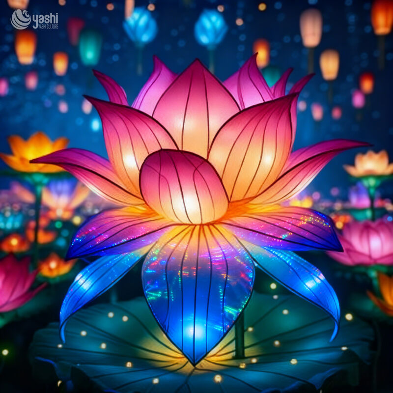 Custom Gradient Color‑Shifting Lotus Lantern, Large LED Floral Light Sculpture for Festival & Water‑Side Display