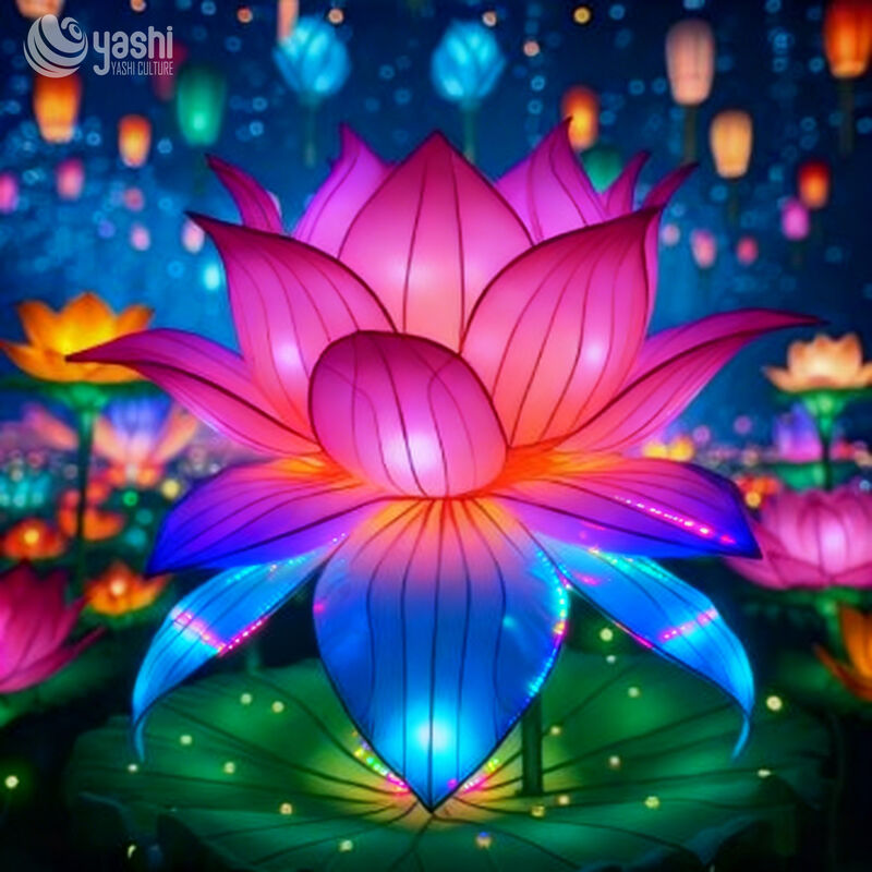 Custom Gradient Color‑Shifting Lotus Lantern, Large LED Floral Light Sculpture for Festival & Water‑Side Display