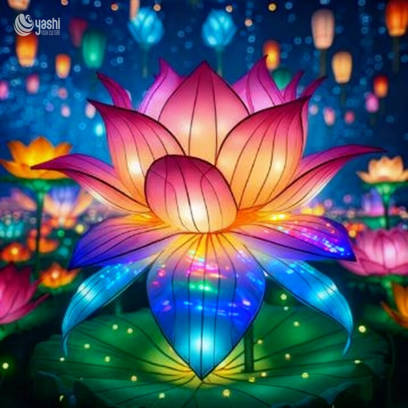 Custom Gradient Color‑Shifting Lotus Lantern, Large LED Floral Light Sculpture for Festival & Water‑Side Display