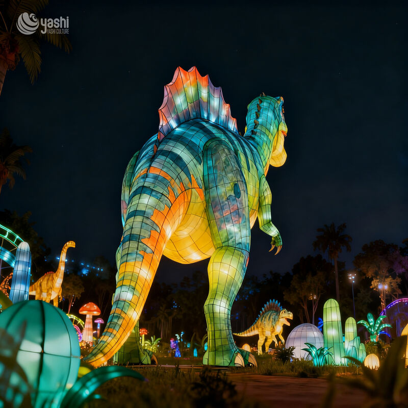 Outdoor Spinosaurus Lantern Sculpture for Jurassic Park Decoration by Zigong Lantern Manufacturer
