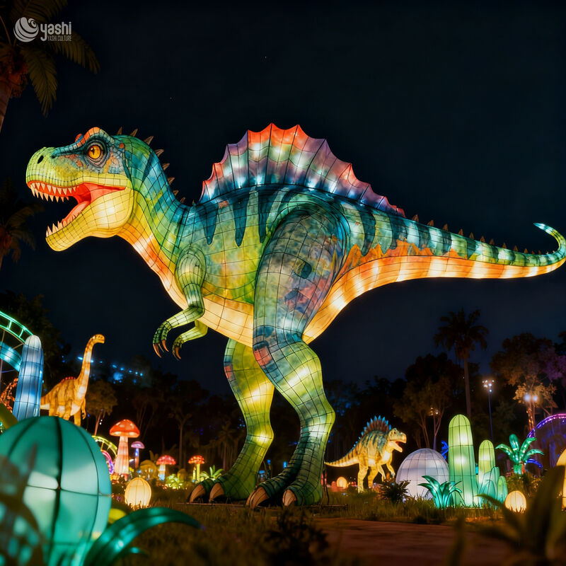 Outdoor Spinosaurus Lantern Sculpture for Jurassic Park Decoration by Zigong Lantern Manufacturer