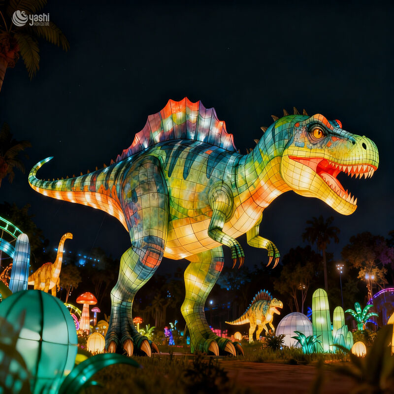 Outdoor Spinosaurus Lantern Sculpture for Jurassic Park Decoration by Zigong Lantern Manufacturer