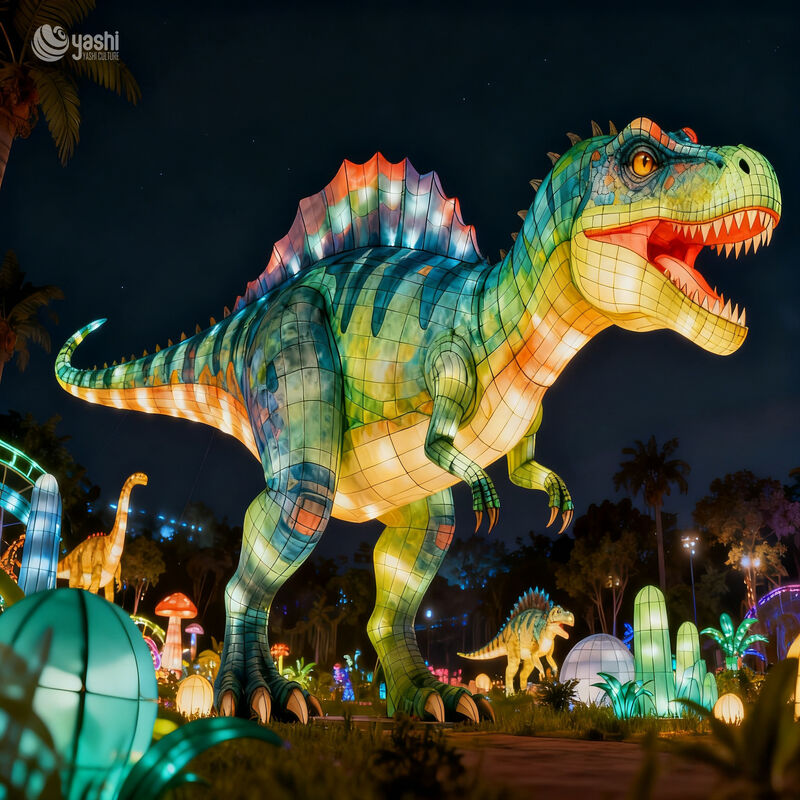 Outdoor Spinosaurus Lantern Sculpture for Jurassic Park Decoration by Zigong Lantern Manufacturer