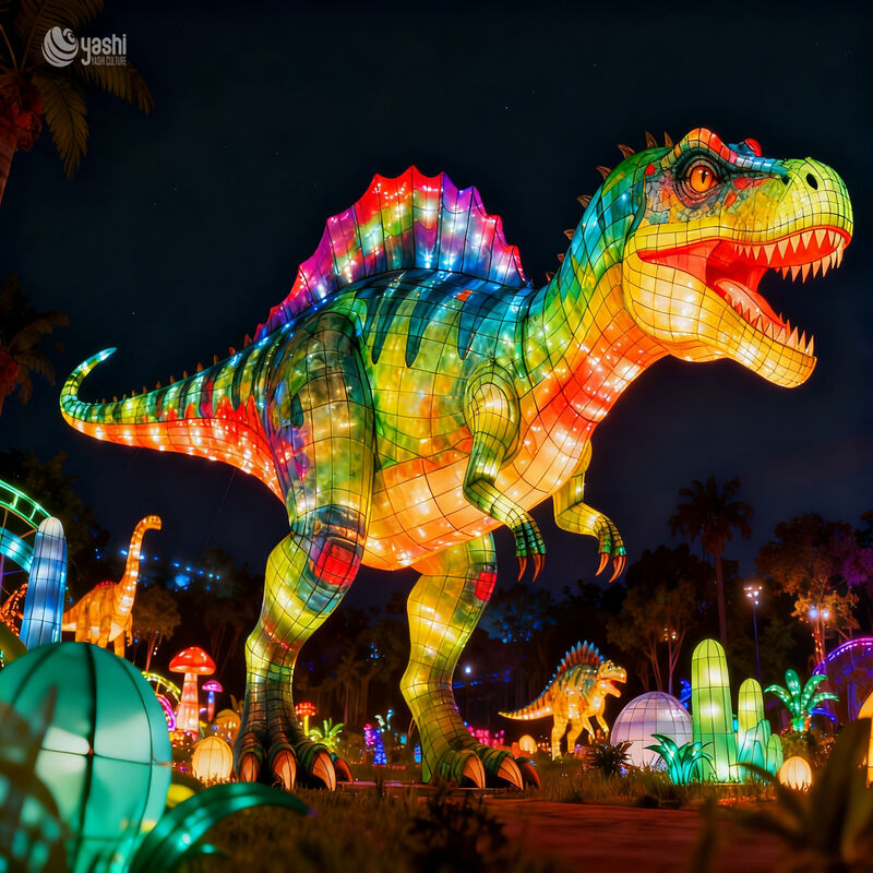 Outdoor Spinosaurus Lantern Sculpture for Jurassic Park Decoration by Zigong Lantern Manufacturer