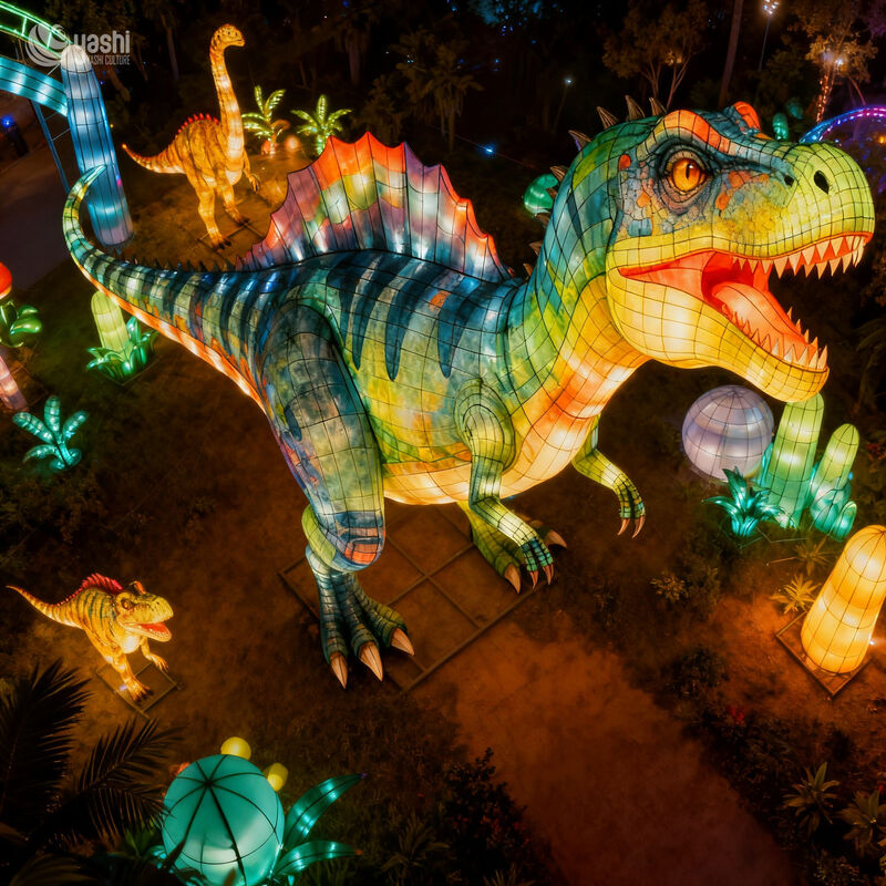 Outdoor Spinosaurus Lantern Sculpture for Jurassic Park Decoration by Zigong Lantern Manufacturer