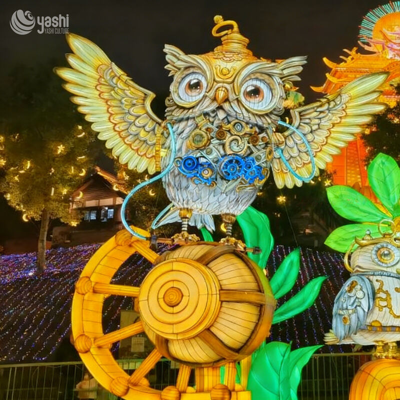 Traditional Chinese Festival Cartoon Owl Lantern for Outdoor and Zoo Decorations