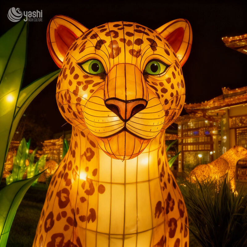 Custom Realistic Leopard Zigong Lantern, Large LED Wild‑Animal Light Sculpture for Outdoor Theme Park Night Show