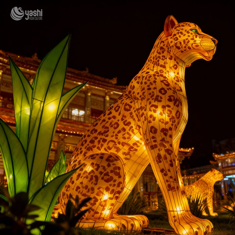 Custom Realistic Leopard Zigong Lantern, Large LED Wild‑Animal Light Sculpture for Outdoor Theme Park Night Show