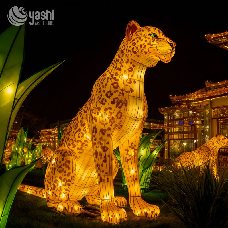 Custom Realistic Leopard Zigong Lantern, Large LED Wild‑Animal Light Sculpture for Outdoor Theme Park Night Show