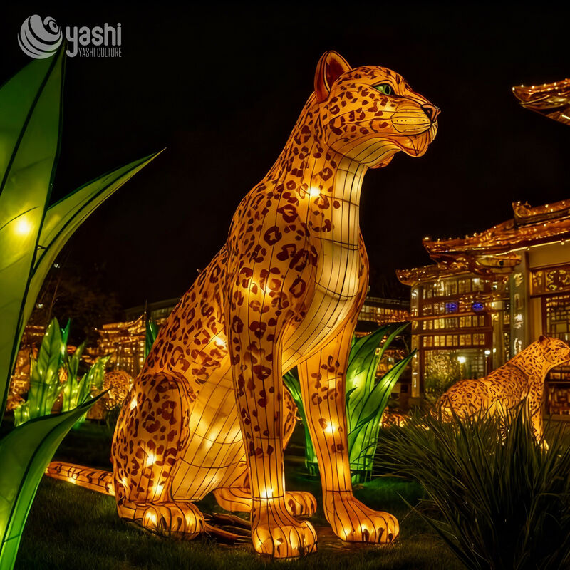 Custom Realistic Leopard Zigong Lantern, Large LED Wild‑Animal Light Sculpture for Outdoor Theme Park Night Show