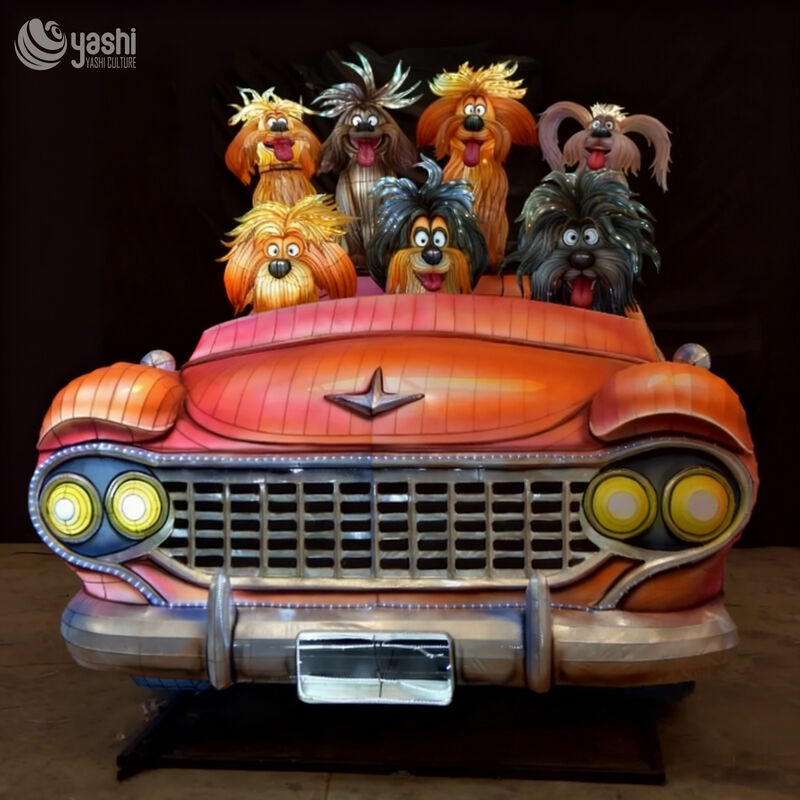 Zigong Lantern Manufacturer Cartoon Animal Lantern: Starry Night Fluffy Dog Vintage Pet Lantern