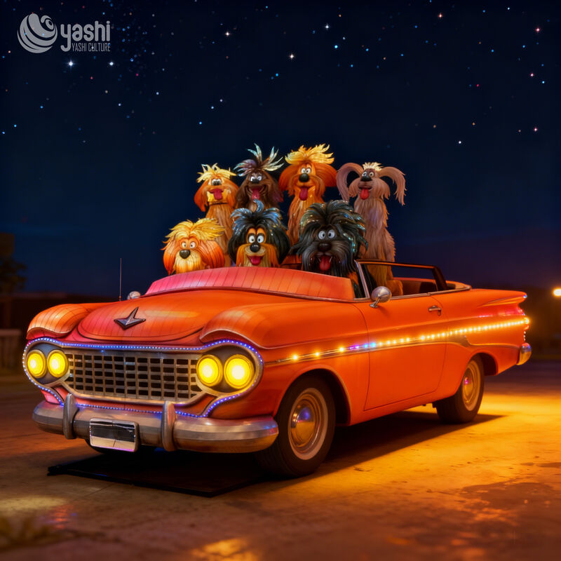 Zigong Lantern Manufacturer Cartoon Animal Lantern: Starry Night Fluffy Dog Vintage Pet Lantern