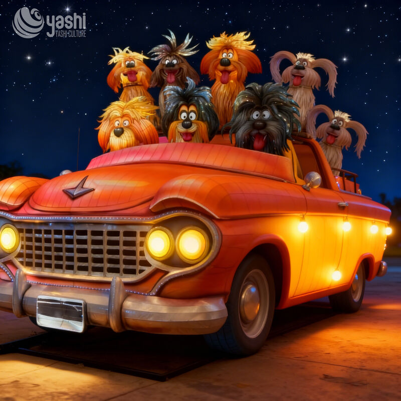 Zigong Lantern Manufacturer Cartoon Animal Lantern: Starry Night Fluffy Dog Vintage Pet Lantern