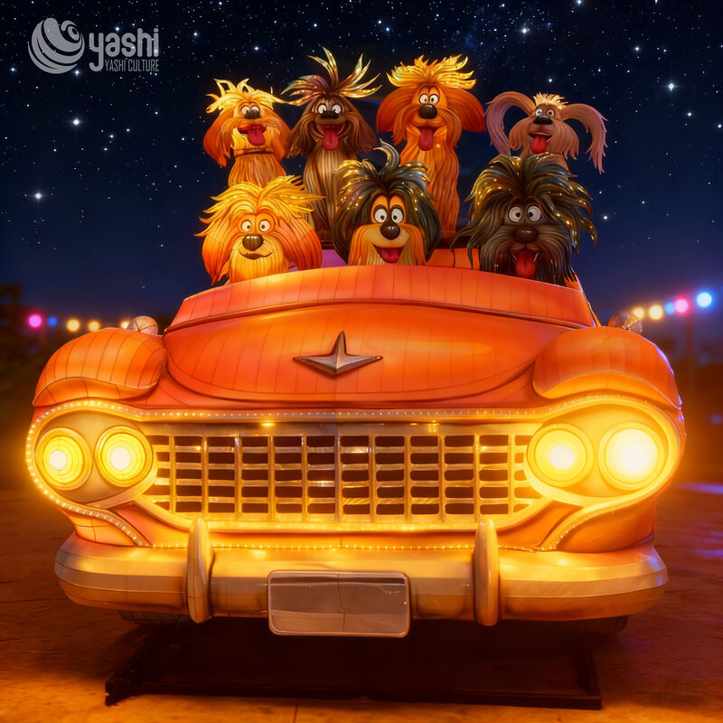 Zigong Lantern Manufacturer Cartoon Animal Lantern: Starry Night Fluffy Dog Vintage Pet Lantern