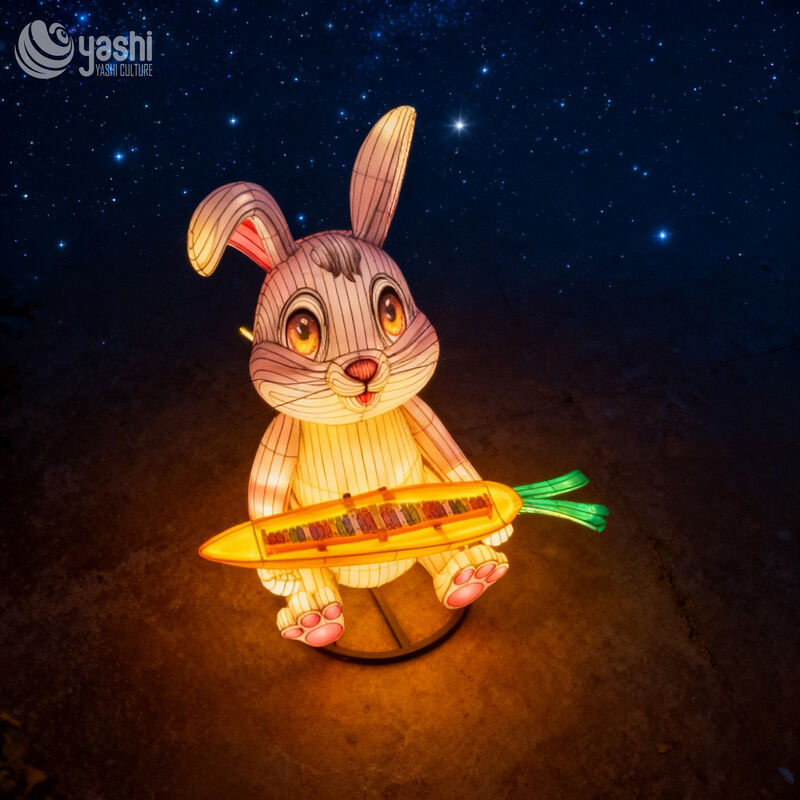 Chinese Festival Lantern Cartoon Animal Rabbit Lantern Outdoor Zoo Park Decoration Lantern