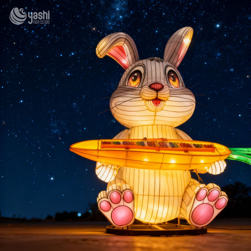Chinese Festival Lantern Cartoon Animal Rabbit Lantern Outdoor Zoo Park Decoration Lantern