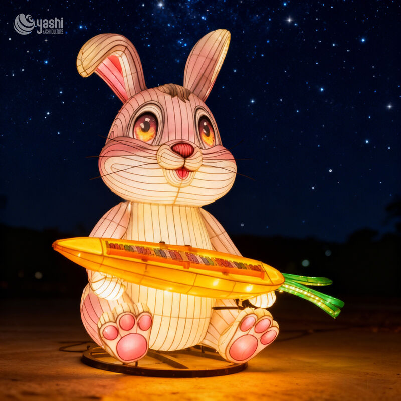 Chinese Festival Lantern Cartoon Animal Rabbit Lantern Outdoor Zoo Park Decoration Lantern