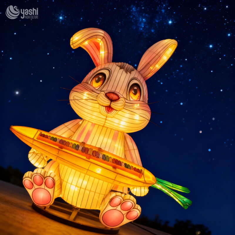 Chinese Festival Lantern Cartoon Animal Rabbit Lantern Outdoor Zoo Park Decoration Lantern
