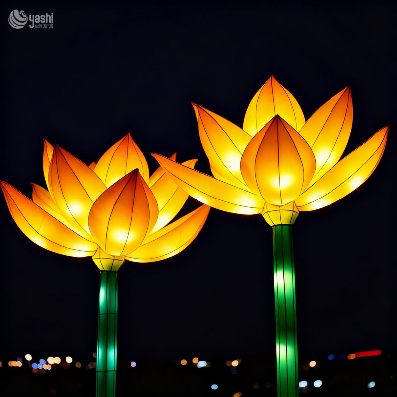 Chinese Festival Lotus Lanterns, Traditional Holiday Decorative Lights for Parks, Gardens, and Zoos