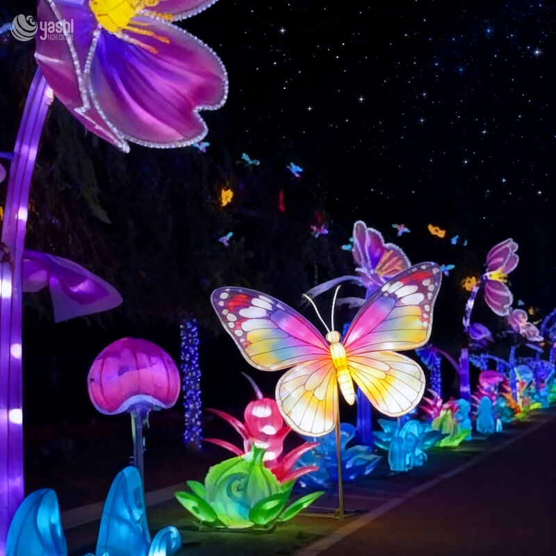 Zigong Factory LED Purple Flower Lanterns for Outdoor Festival Decorations