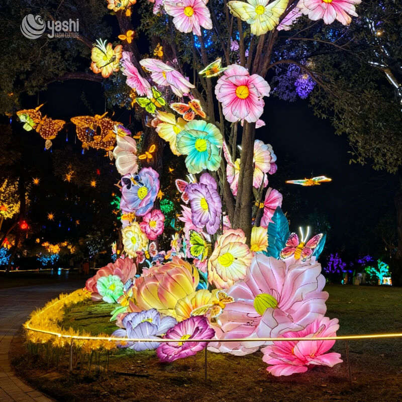 Colorful Garden Decorative Lanterns, Peony Flower Lanterns for Scene Decoration