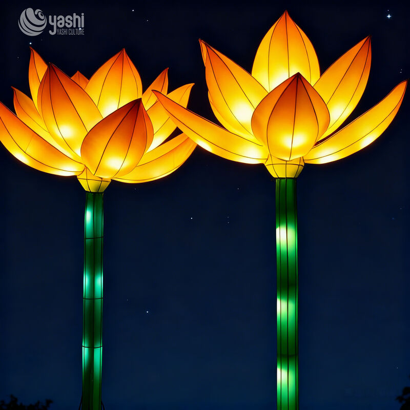 Chinese Festival Lotus Lanterns, Traditional Holiday Decorative Lights for Parks, Gardens, and Zoos