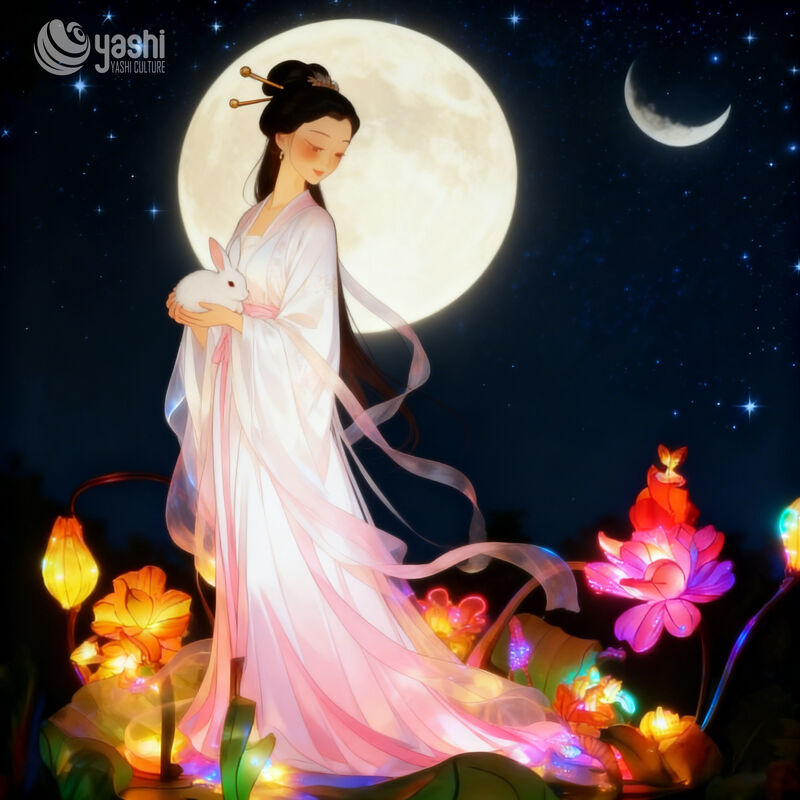 Chinese Style Chang'e and Jade Rabbit Lanterns - Traditional Festival Decoration