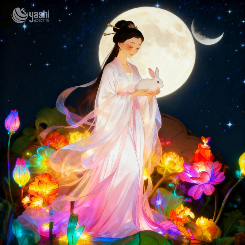 Chinese Style Chang'e and Jade Rabbit Lanterns - Traditional Festival Decoration