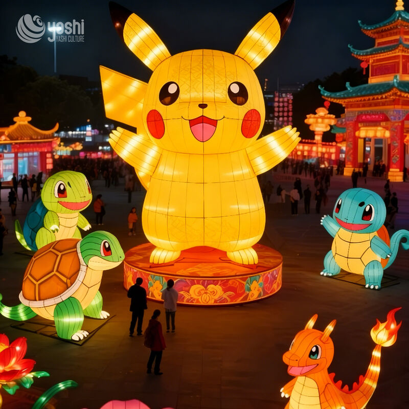 Custom Cartoon Character Animal Zigong Lantern Set, Cute Anime Creature LED Light Sculpture, Waterproof Outdoor Light Festival Decoration