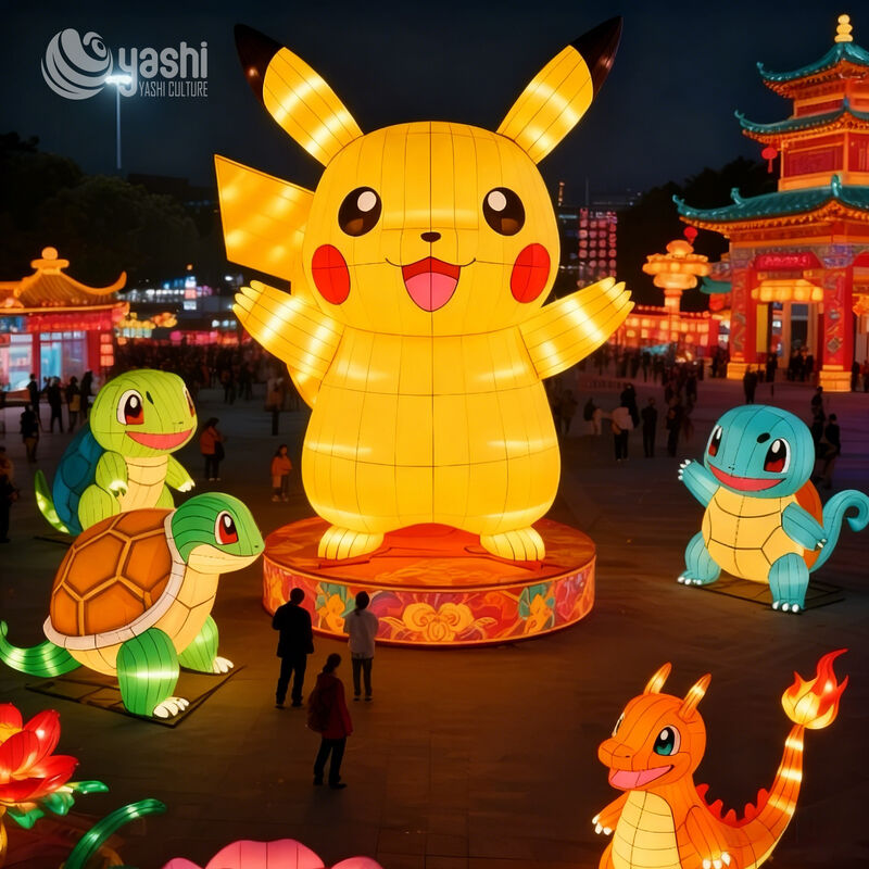 Large Outdoor Decorative Cartoon Lantern Pikachu Zoo Park Decoration Lantern Giant Festival Decorative Lantern