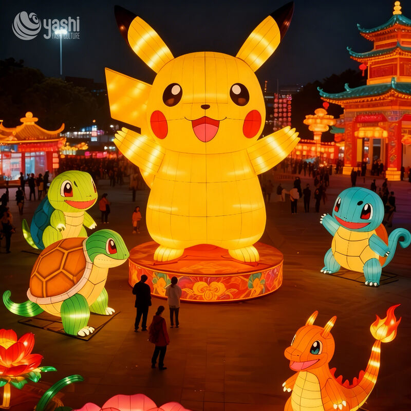 Custom Cartoon Character Animal Zigong Lantern Set, Cute Anime Creature LED Light Sculpture, Waterproof Outdoor Light Festival Decoration