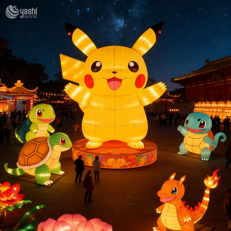 Custom Cartoon Character Animal Zigong Lantern Set, Cute Anime Creature LED Light Sculpture, Waterproof Outdoor Light Festival Decoration