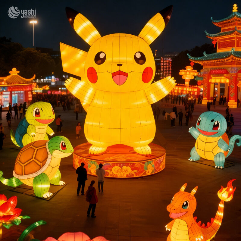 Custom Cartoon Character Animal Zigong Lantern Set, Cute Anime Creature LED Light Sculpture, Waterproof Outdoor Light Festival Decoration