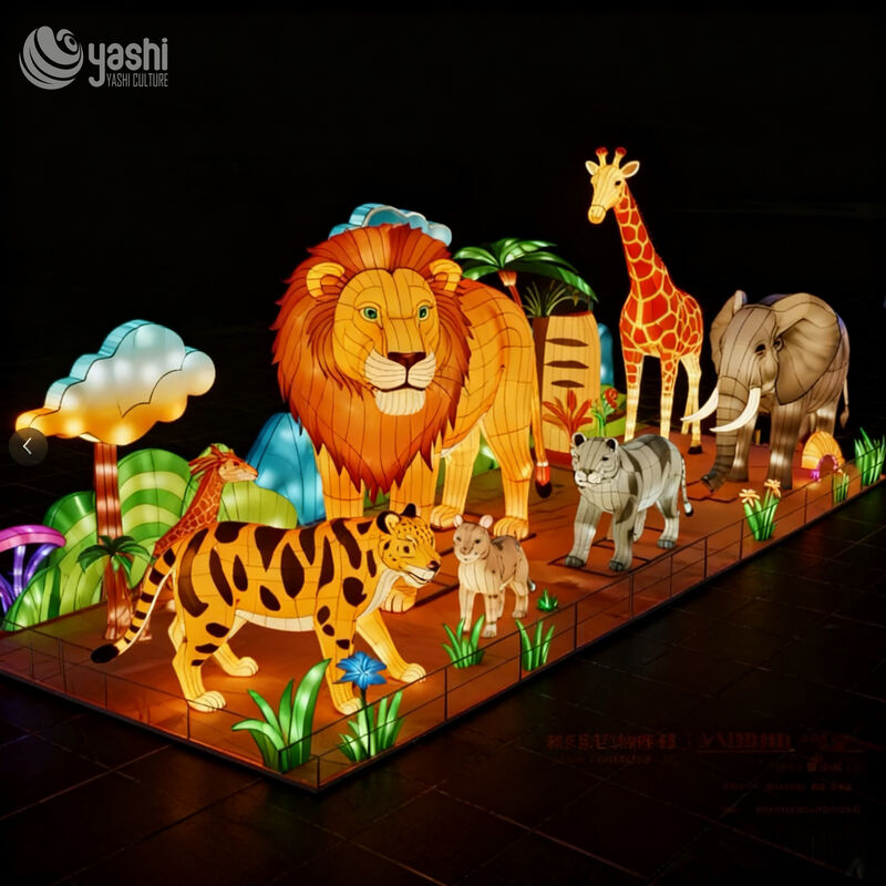 Outdoor Decorative LED Lanterns - Realistic Lion and Elephant Lanterns by Zigong Lantern Factory