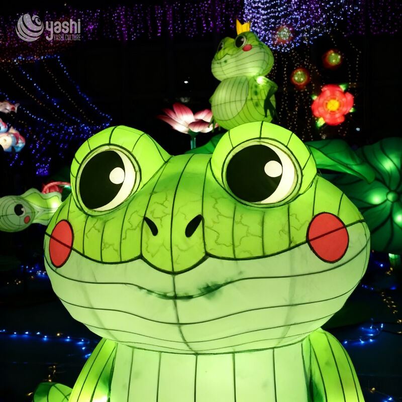 Custom Frog Lantern Set | Cartoon Frog & Lotus Leaf Flower Light Sculpture for Pond‑Theme Outdoor Light Exhibition