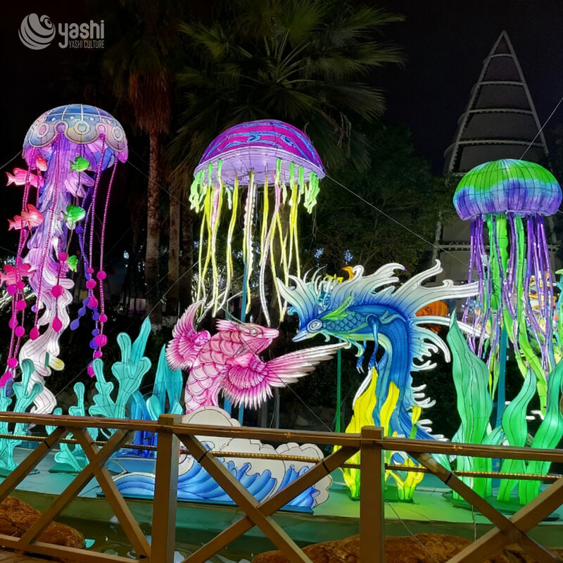 Custom Underwater Ocean Lantern Scene | Jellyfish Fish Mermaid LED Light Sculpture for Aquatic‑Theme Light Exhibition