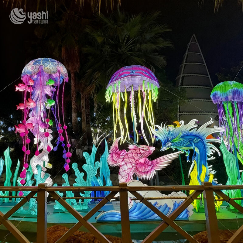 Custom Underwater Ocean Lantern Scene | Jellyfish Fish Mermaid LED Light Sculpture for Aquatic‑Theme Light Exhibition