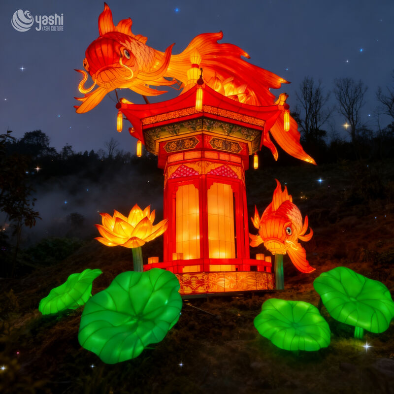 Chinese New Year Themed LED Animal Fish Lantern for Park, Garden, and Zoo Decorations