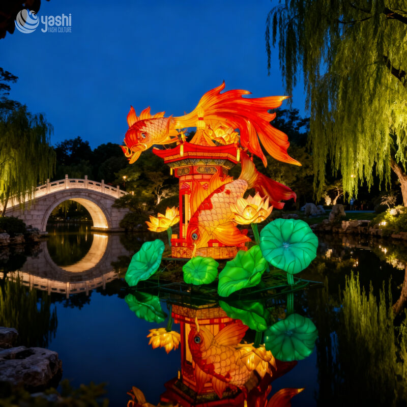 Chinese New Year Themed LED Animal Fish Lantern for Park, Garden, and Zoo Decorations