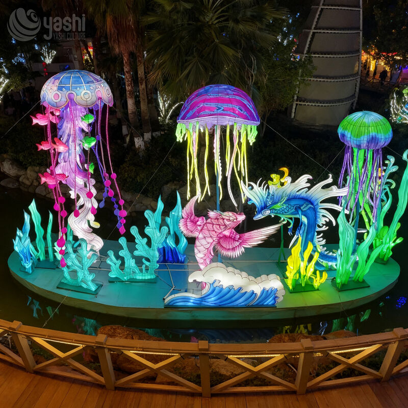Custom Underwater Ocean Lantern Scene | Jellyfish Fish Mermaid LED Light Sculpture for Aquatic‑Theme Light Exhibition