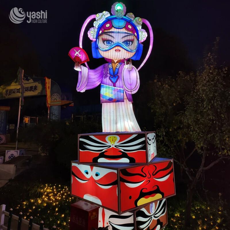 Custom Cyber‑Peking Opera Character Lantern | Trendy Chinese Opera LED Light Sculpture for Cultural Theme Light Exhibition
