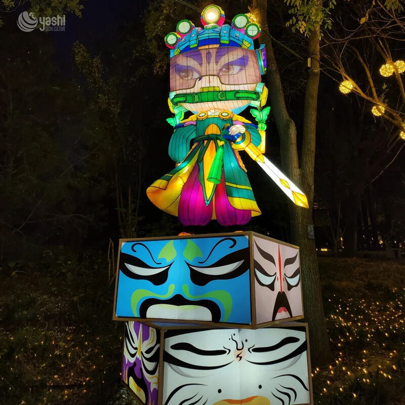 Custom Cyber‑Peking Opera Character Lantern | Trendy Chinese Opera LED Light Sculpture for Cultural Theme Light Exhibition