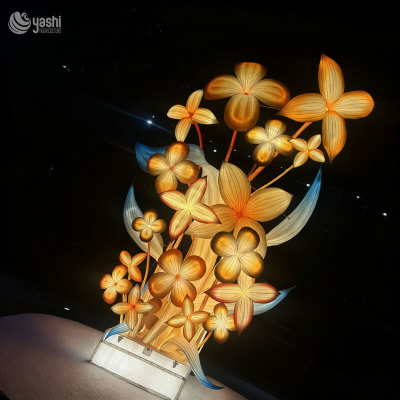 Custom Plumeria Flower Lantern Sculpture, Vertical Large LED Floral Light for Event & Park Decoration