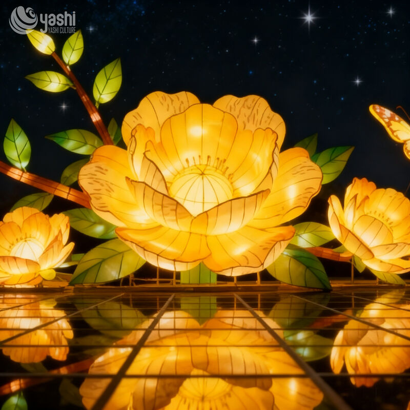 Custom Lotus & Butterfly Lantern Set, Large LED Floral Light Sculpture for Water‑Side Festival Display
